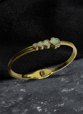 White Flower & Triple Heart Thin Bracelet